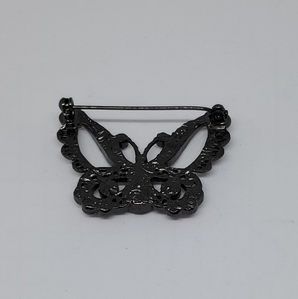 Pink Rhinestone Butterfly Brooch - Picture 3 of 3
